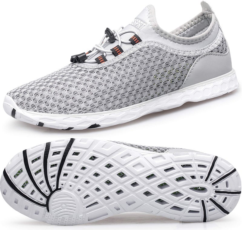 DOUSSPRT Men's Water Shoes Quick Drying Sports Aqua Shoes Grey Size 10 - Image 1